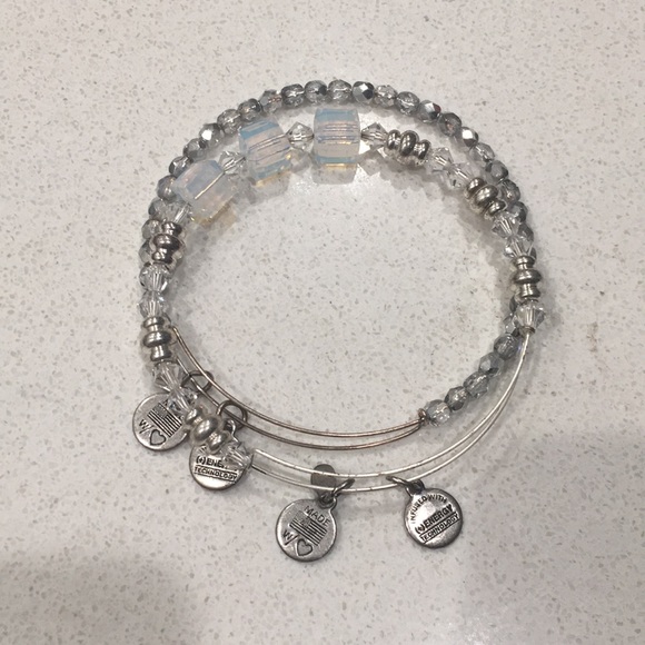 Alex and Ani Silver Crystal Beaded Bracelets - Picture 1 of 2